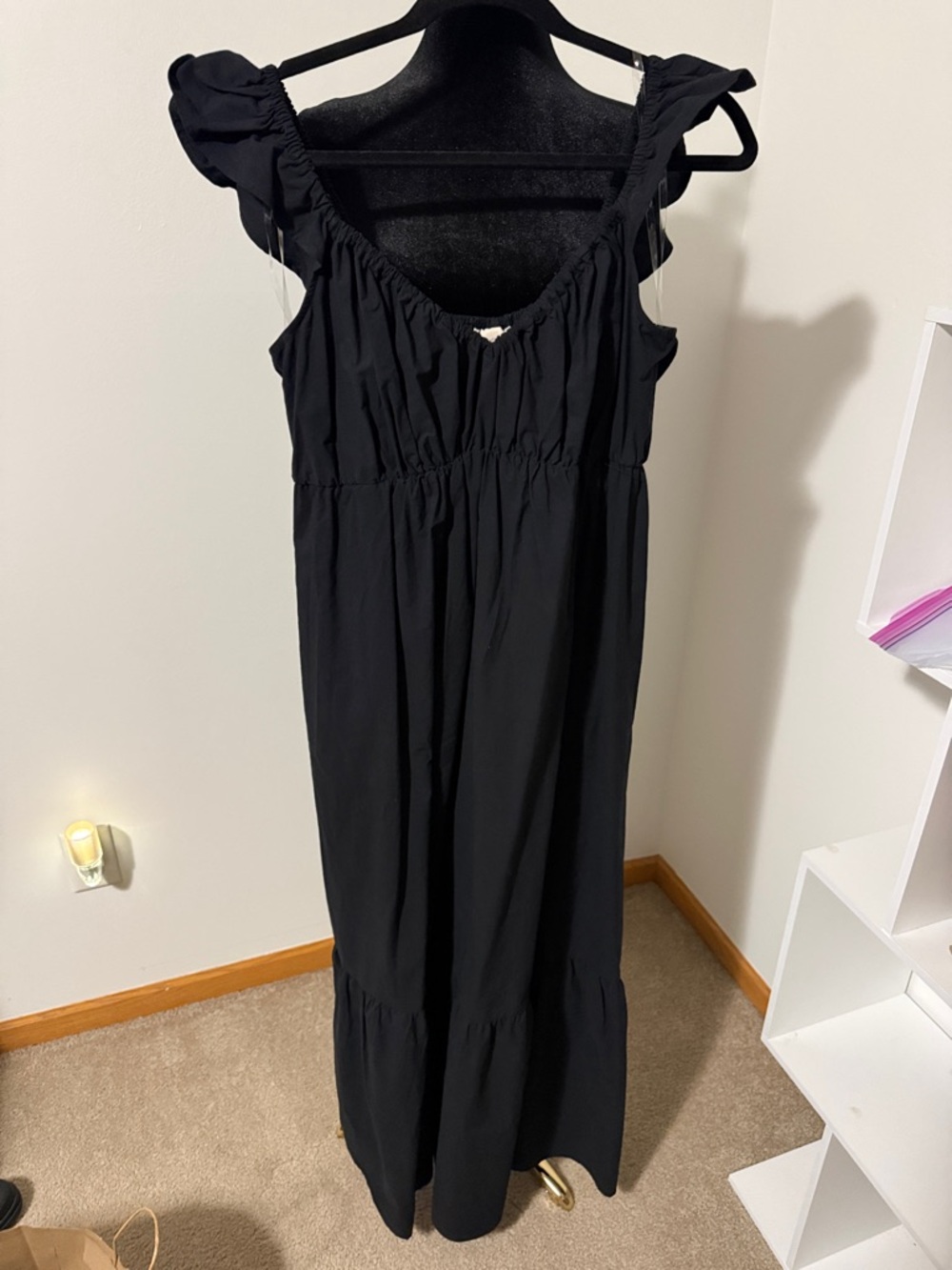 Universal Thread Black Maxi Dress with Ruffled Sleeves